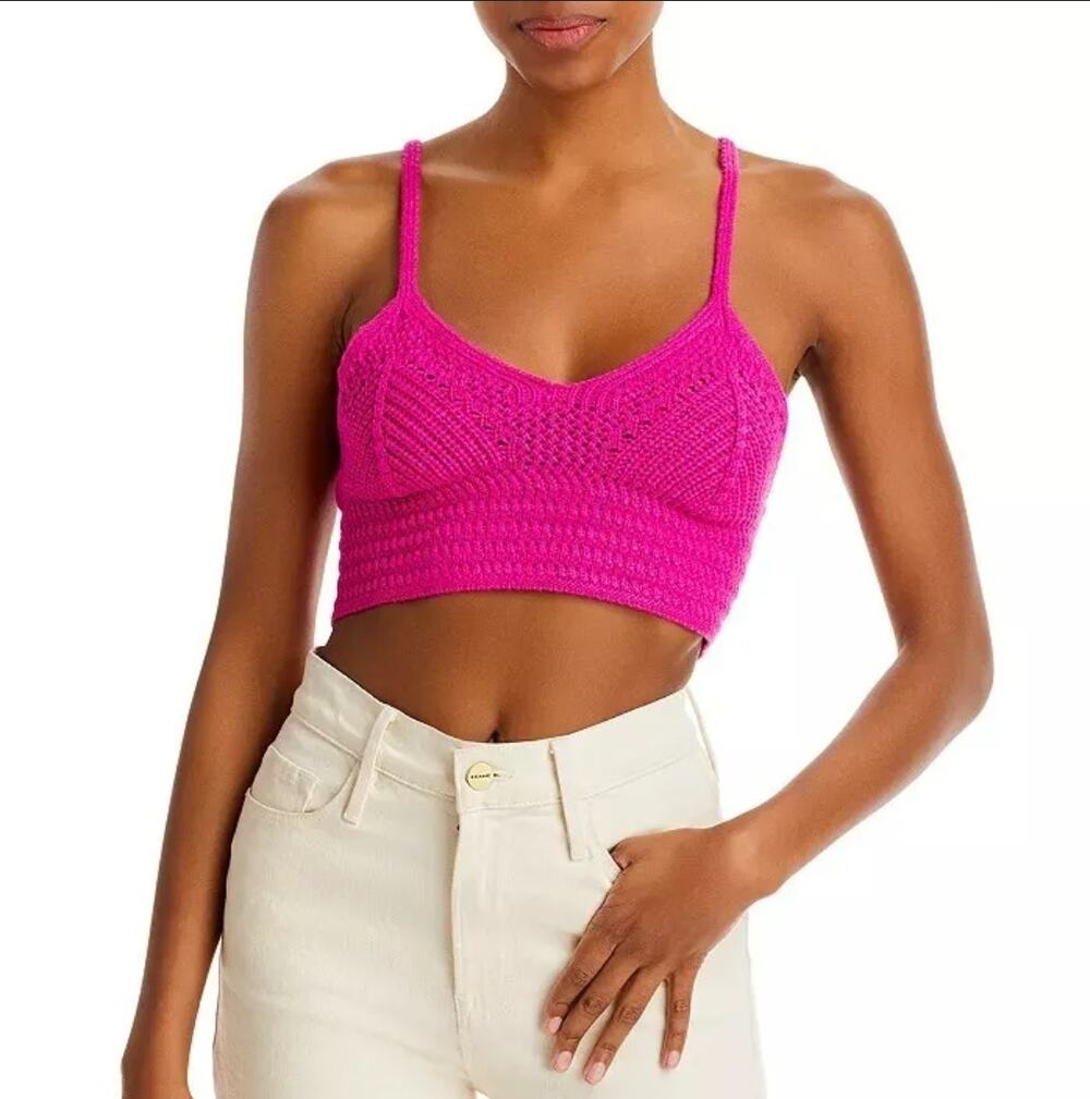 NWT Size XL AQUA crochet Hot pink Crop Top